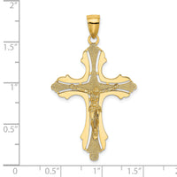 14K Textured Cut-Out Crucifix W/Budded Tips Charm-K8441