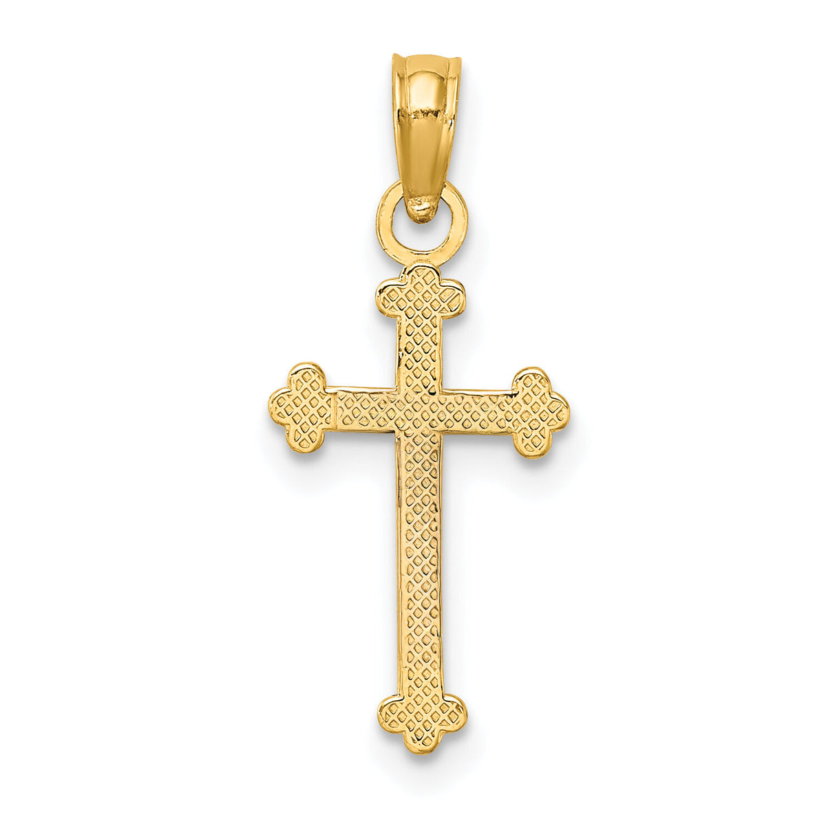 14K Polished Beaded Cross-K8442
