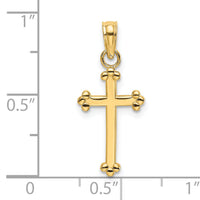 14K Polished Beaded Cross-K8442