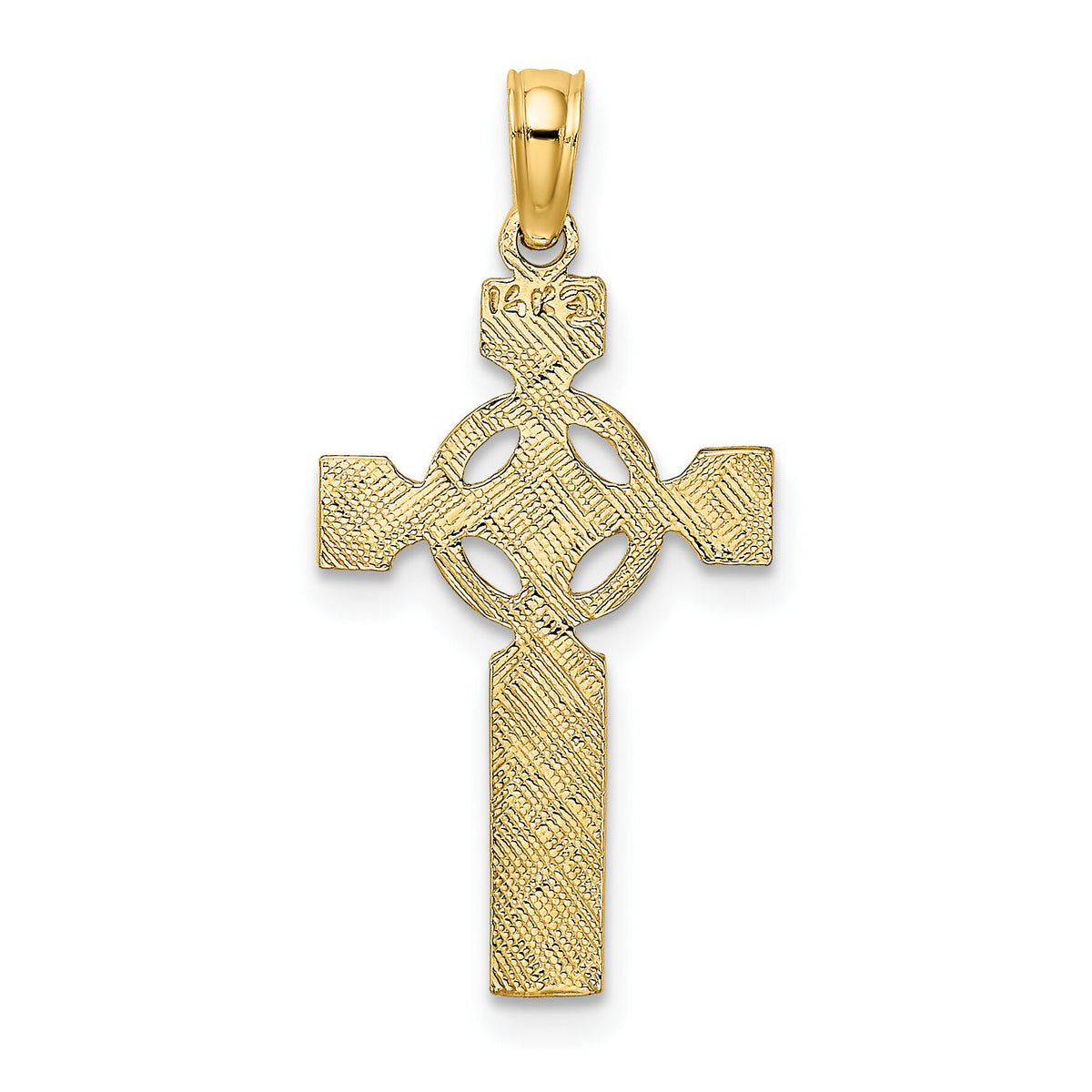 14K Engraved Celtic Cross w/ Eternity Circle Charm-K8445