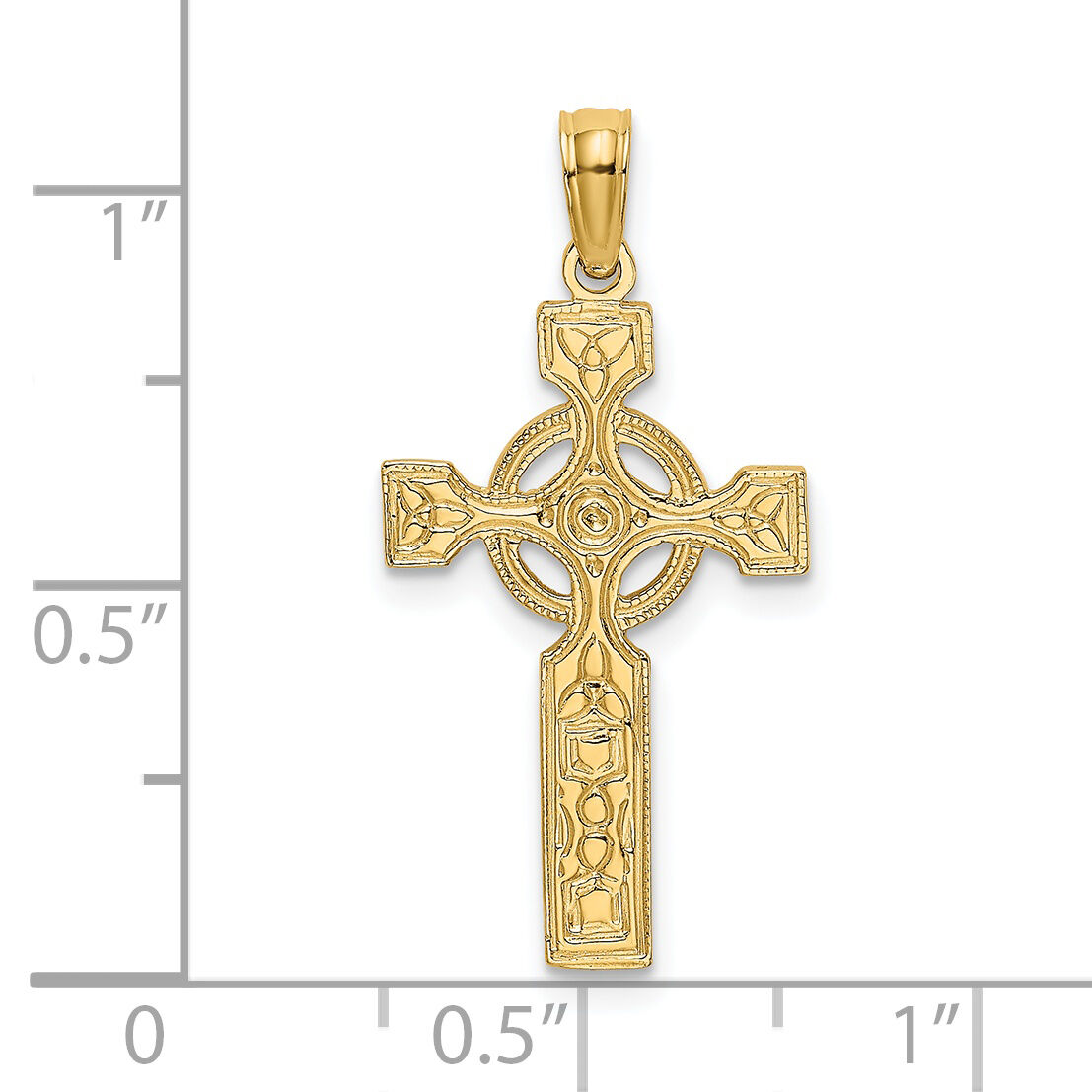 14K Engraved Celtic Cross w/ Eternity Circle Charm-K8445