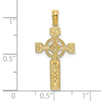 14K Engraved Celtic Cross w/ Eternity Circle Charm-K8445