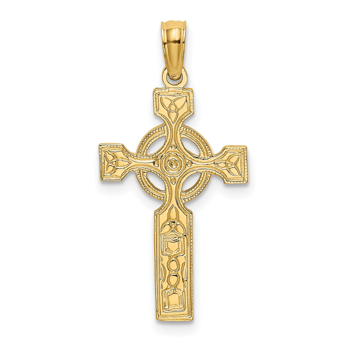 14K Engraved Celtic Cross w/ Eternity Circle Charm-K8445