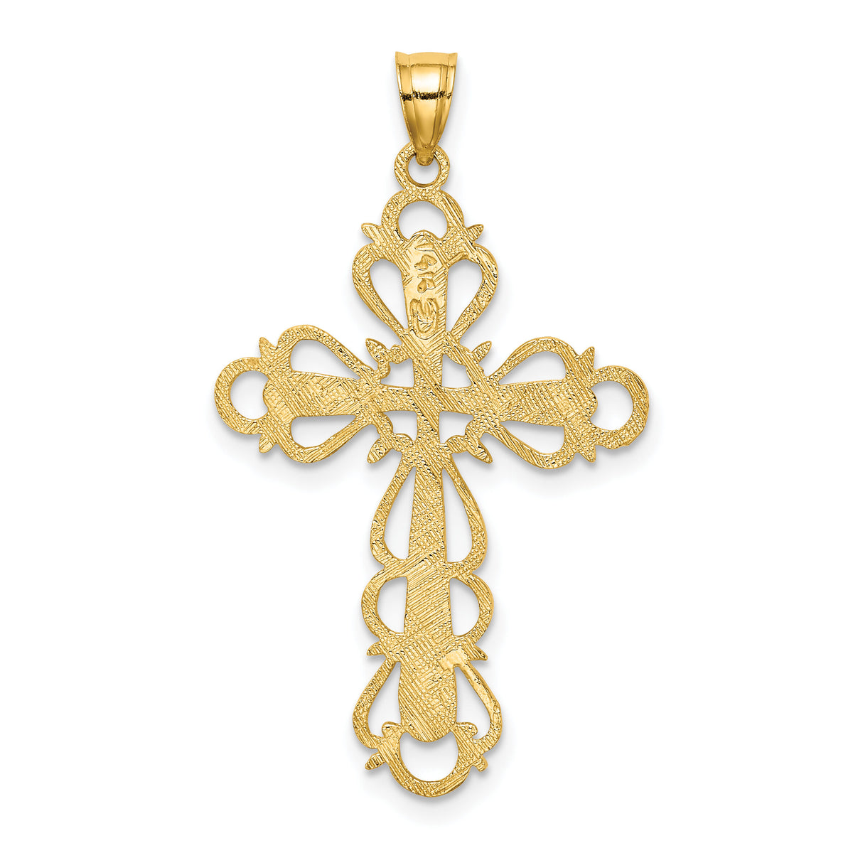 14K Polished Lace Trim Cross Charm-K8446