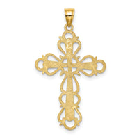 14K Polished Lace Trim Cross Charm-K8446