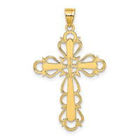 14K Polished Lace Trim Cross Charm-K8446