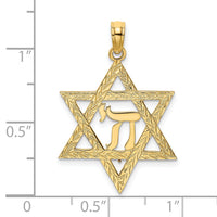 14K Star of David W/ Chi Center  Charm-K8448