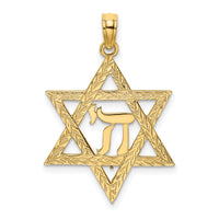 14K Star of David W/ Chi Center  Charm-K8448