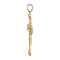 14K Crucifix W/ Sunburst Charm-K8449