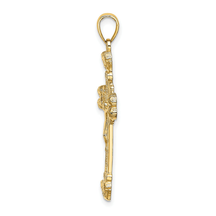 14K Crucifix W/ Sunburst Charm-K8449