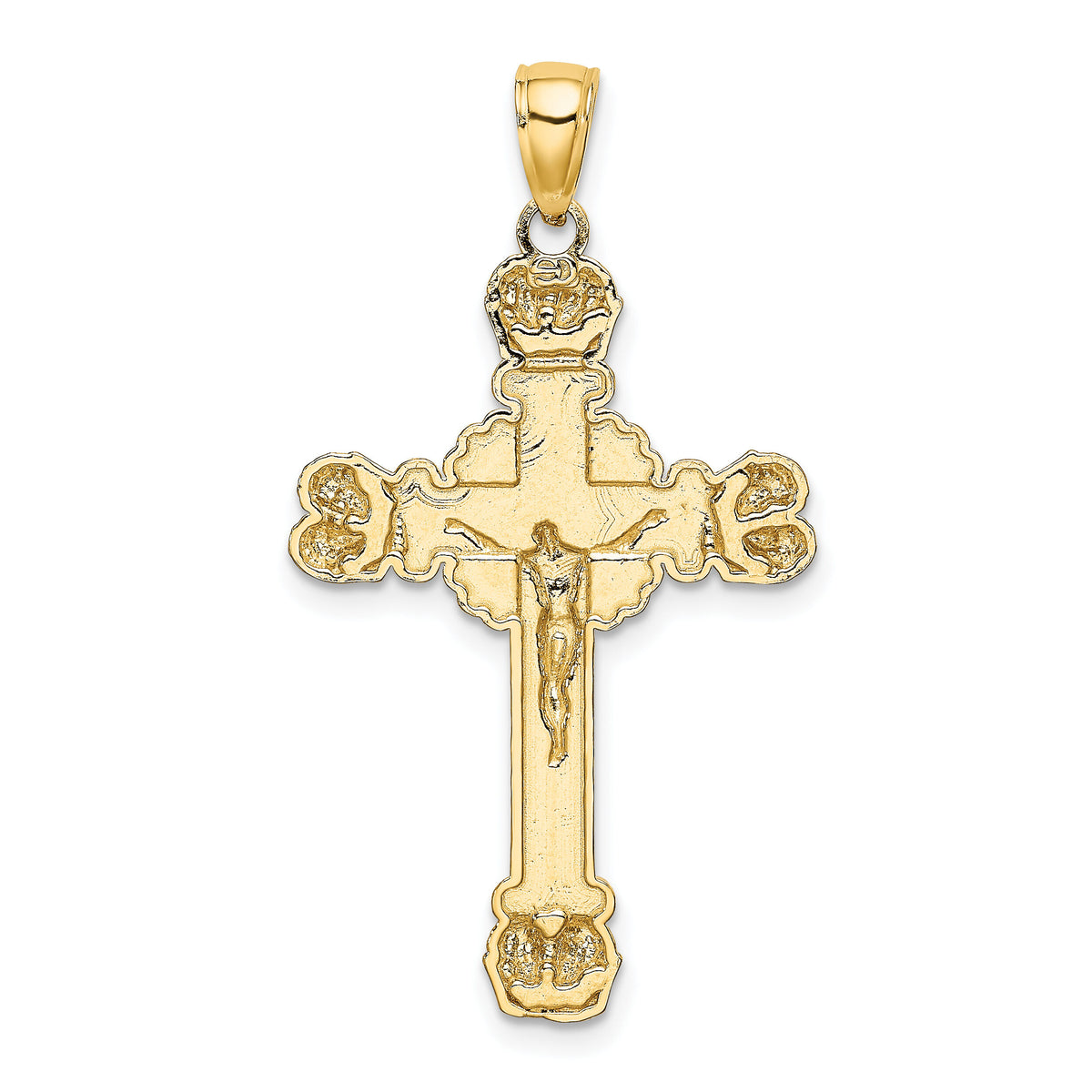 14K Crucifix W/ Sunburst Charm-K8449