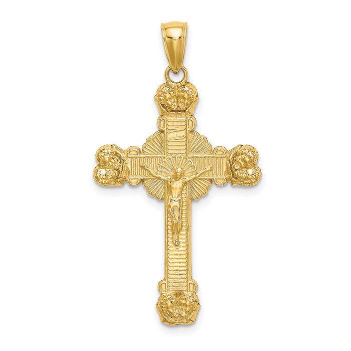 14K Crucifix W/ Sunburst Charm-K8449