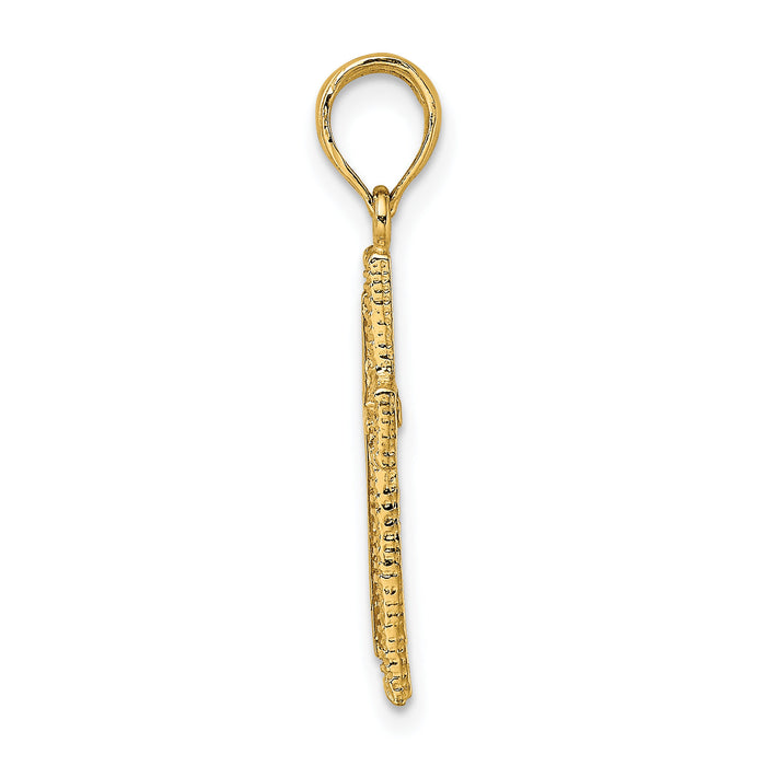14K Cross w/ Textured Border Design Charm-K8450