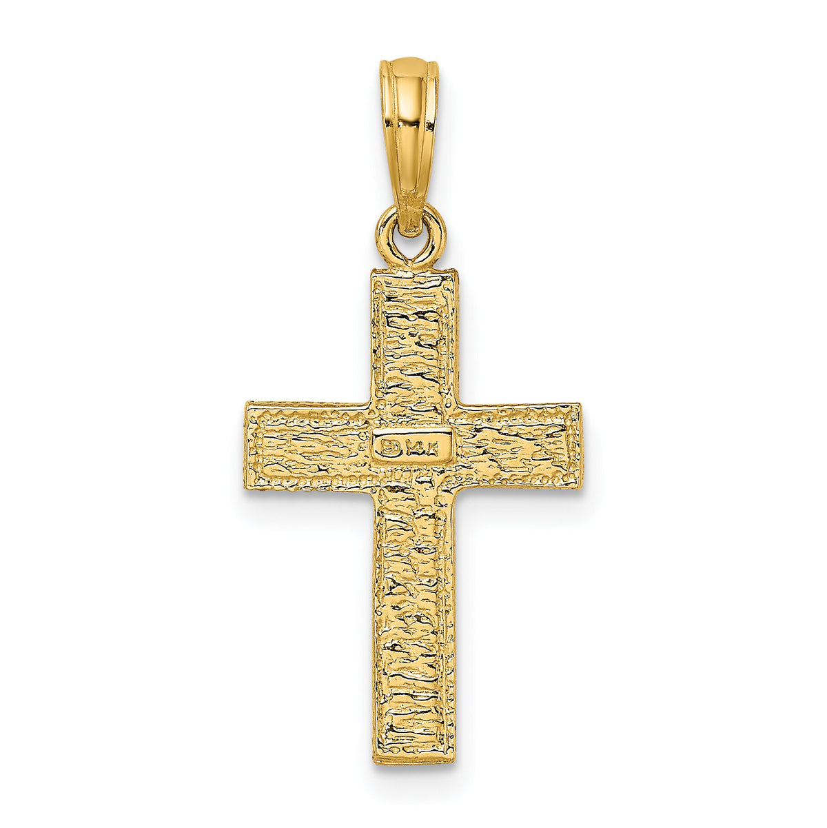 14K Cross w/ Textured Border Design Charm-K8450