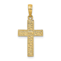 14K Cross w/ Textured Border Design Charm-K8450