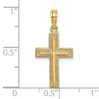 14K Cross w/ Textured Border Design Charm-K8450