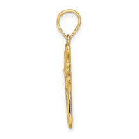 14K Cross w/ Textured Heart Edges Design Charm-K8451