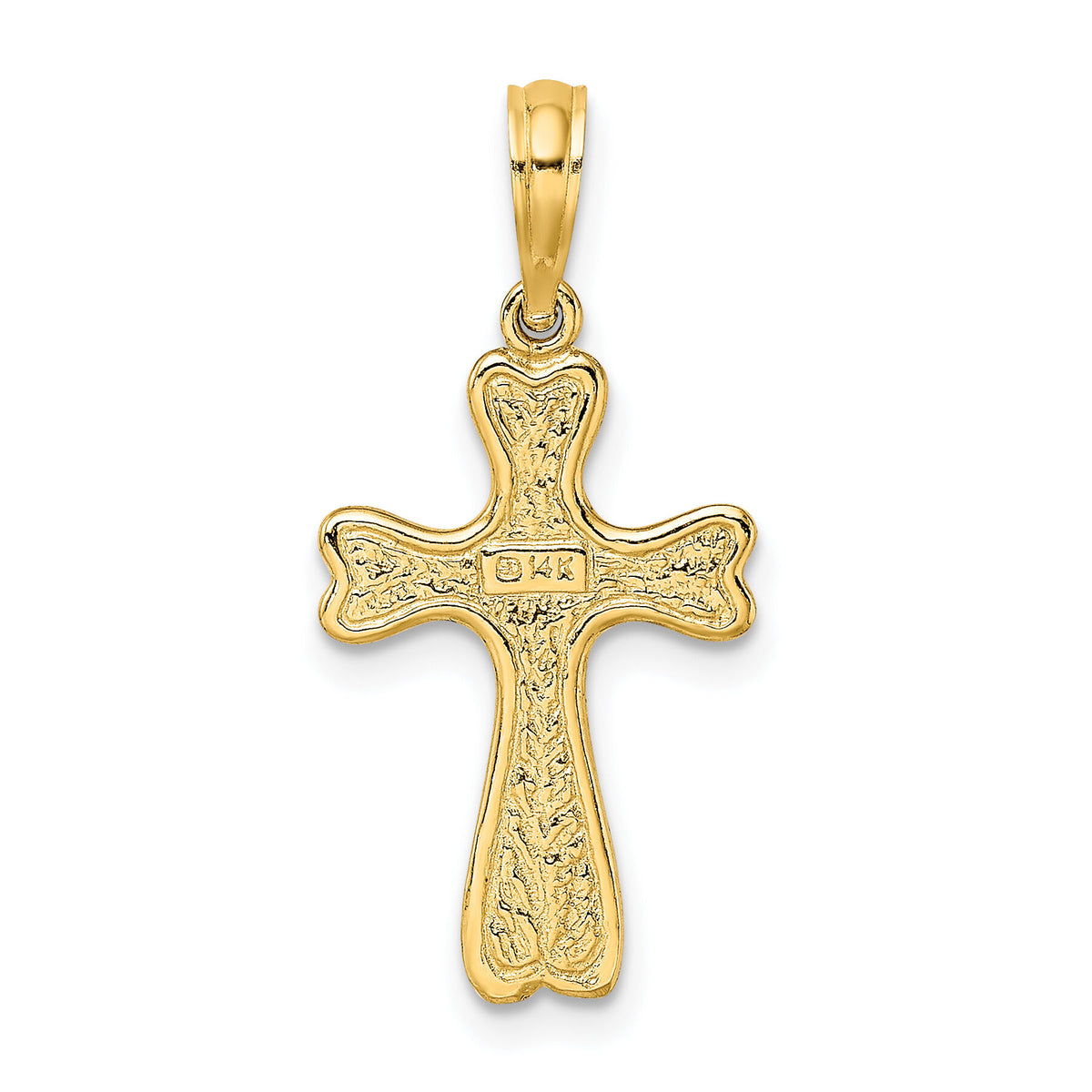 14K Cross w/ Textured Heart Edges Design Charm-K8451