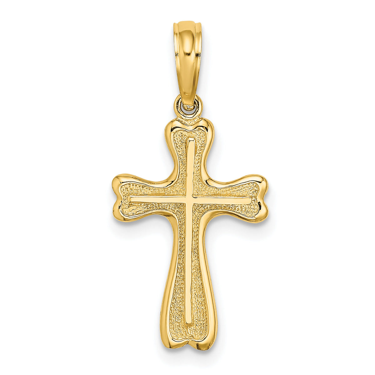 14K Cross w/ Textured Heart Edges Design Charm-K8451