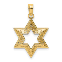 14K Textured Star Of David Charm-K8453