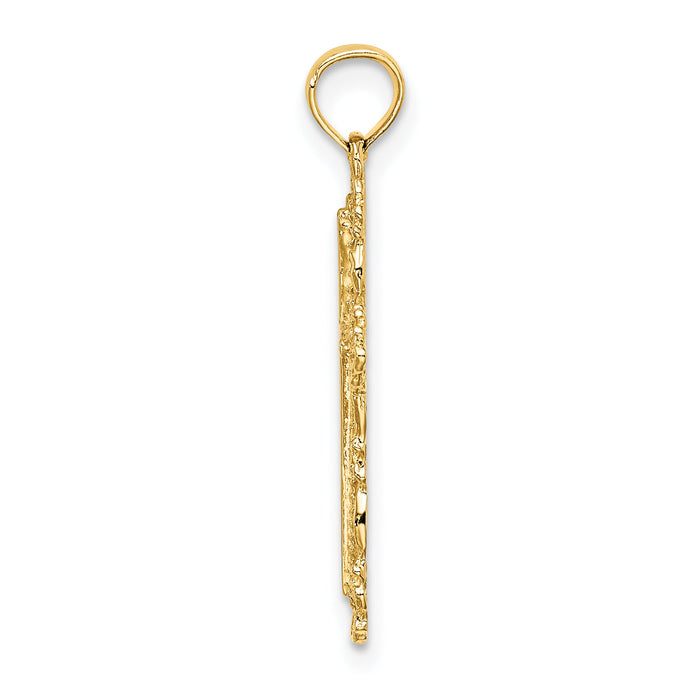 14K Cross w/ Filigree Lace Trim Charm-K8454