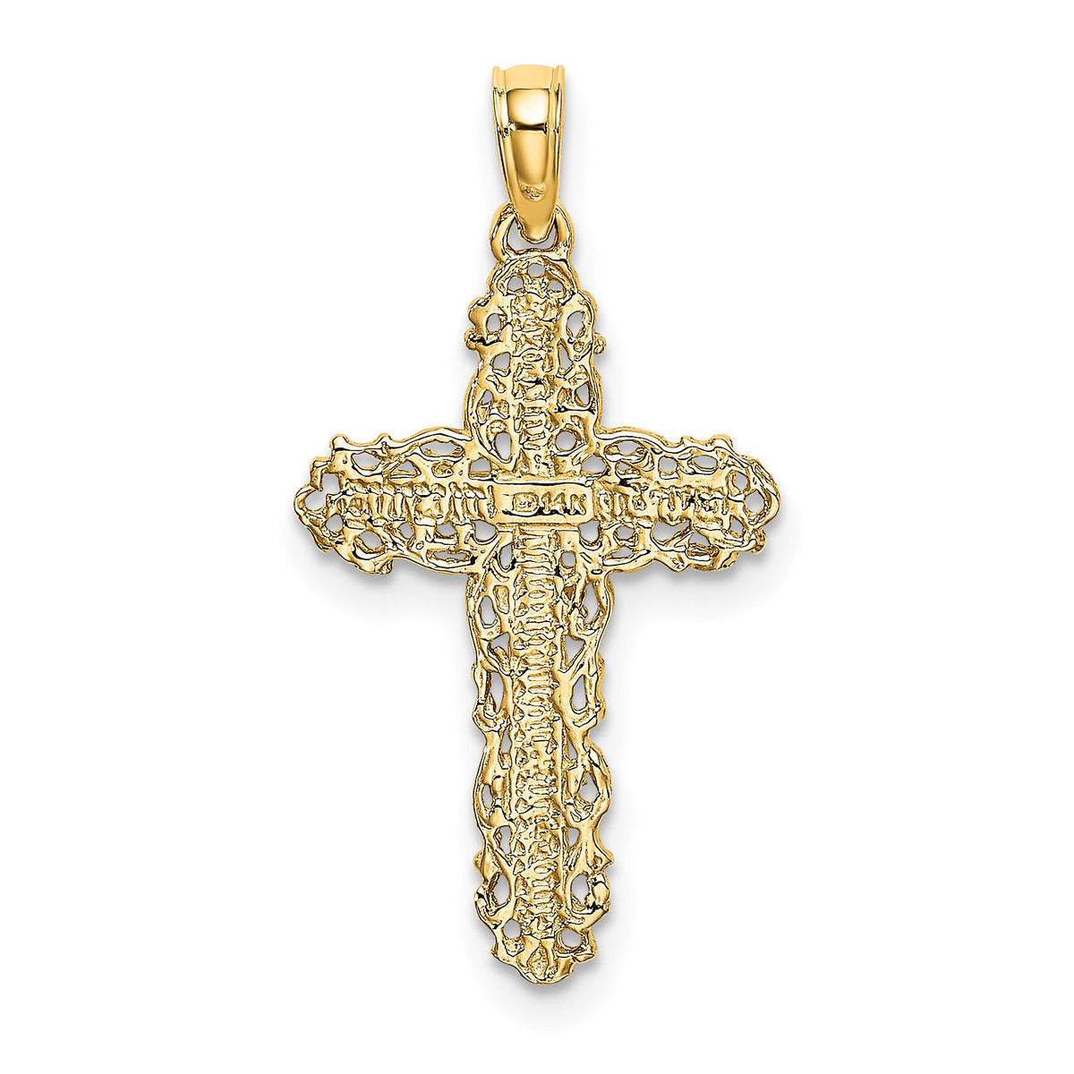 14K Cross w/ Filigree Lace Trim Charm-K8454