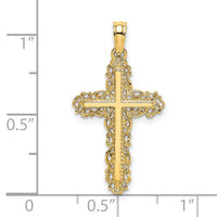 14K Cross w/ Filigree Lace Trim Charm-K8454