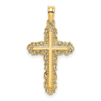 14K Cross w/ Filigree Lace Trim Charm-K8454