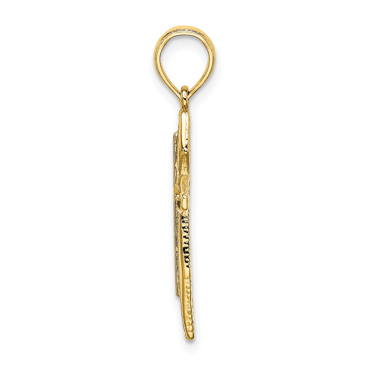 14K Polished and Textured Cross Charm-K8456