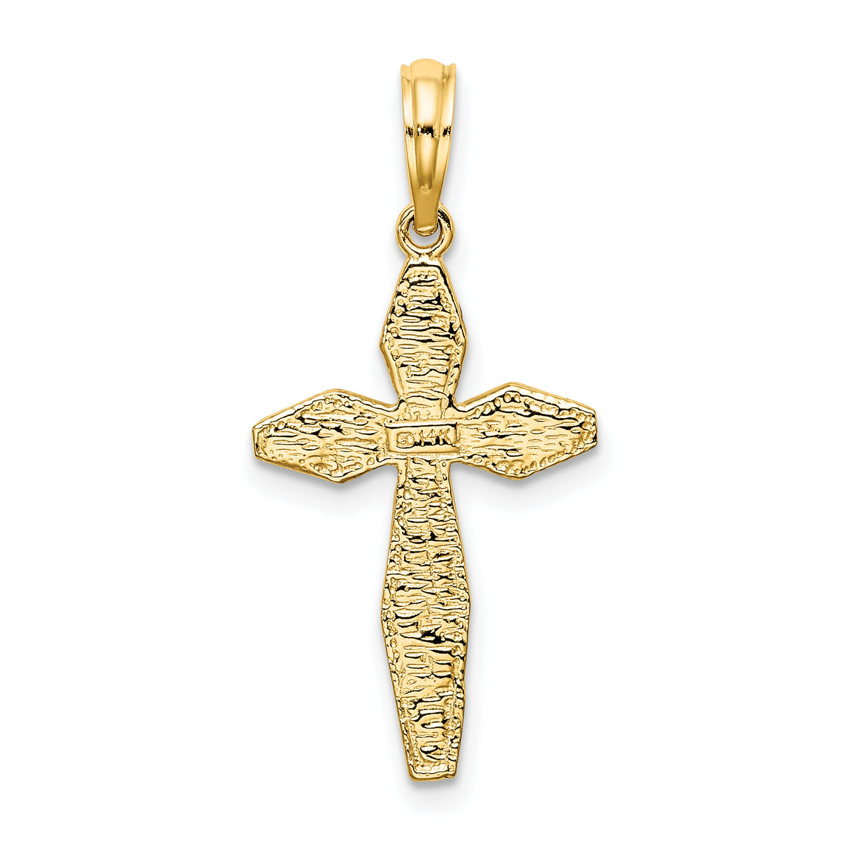 14K Polished and Textured Cross Charm-K8456