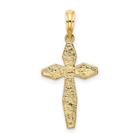 14K Polished and Textured Cross Charm-K8456