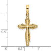 14K Polished and Textured Cross Charm-K8456