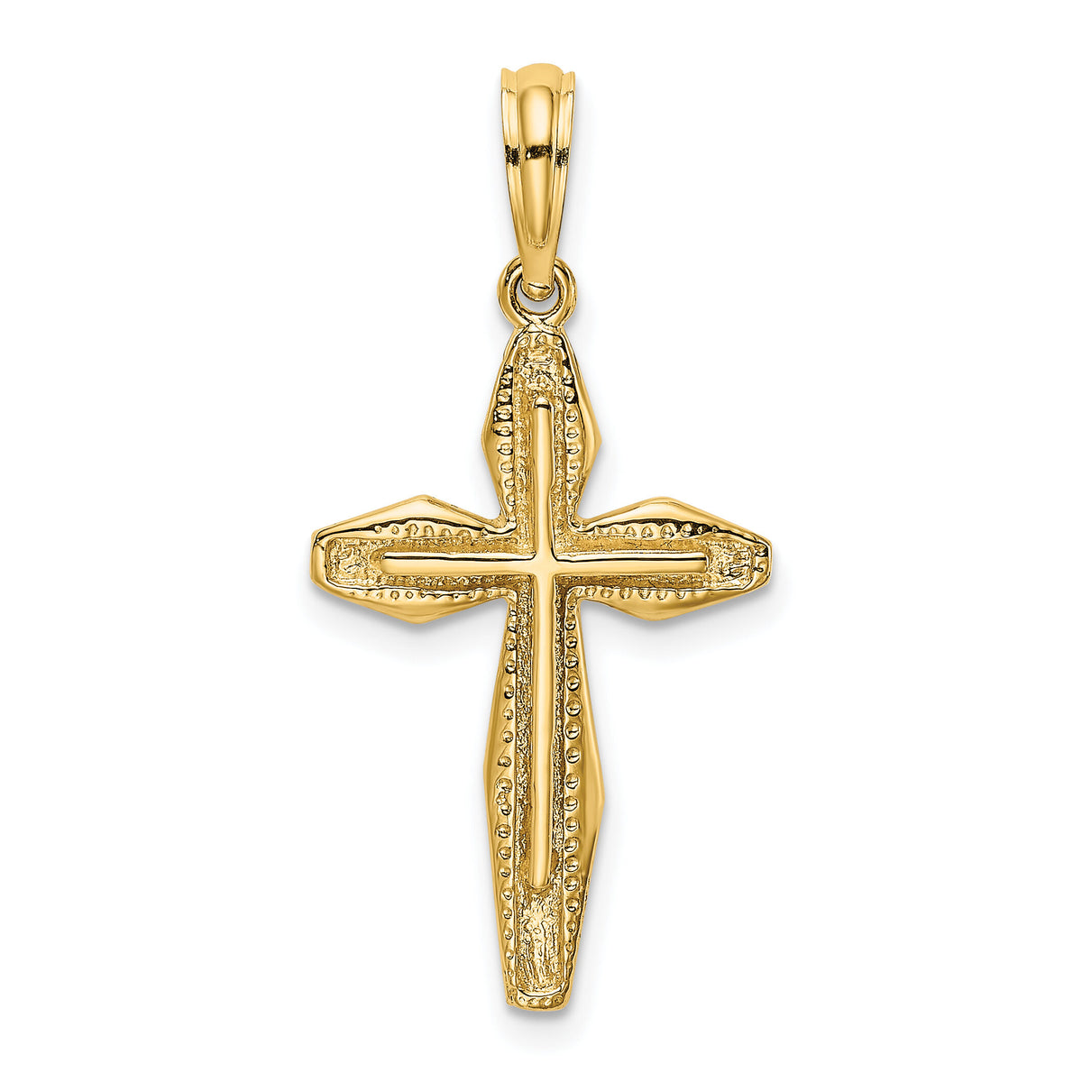 14K Polished and Textured Cross Charm-K8456