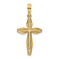 14K Polished and Textured Cross Charm-K8456