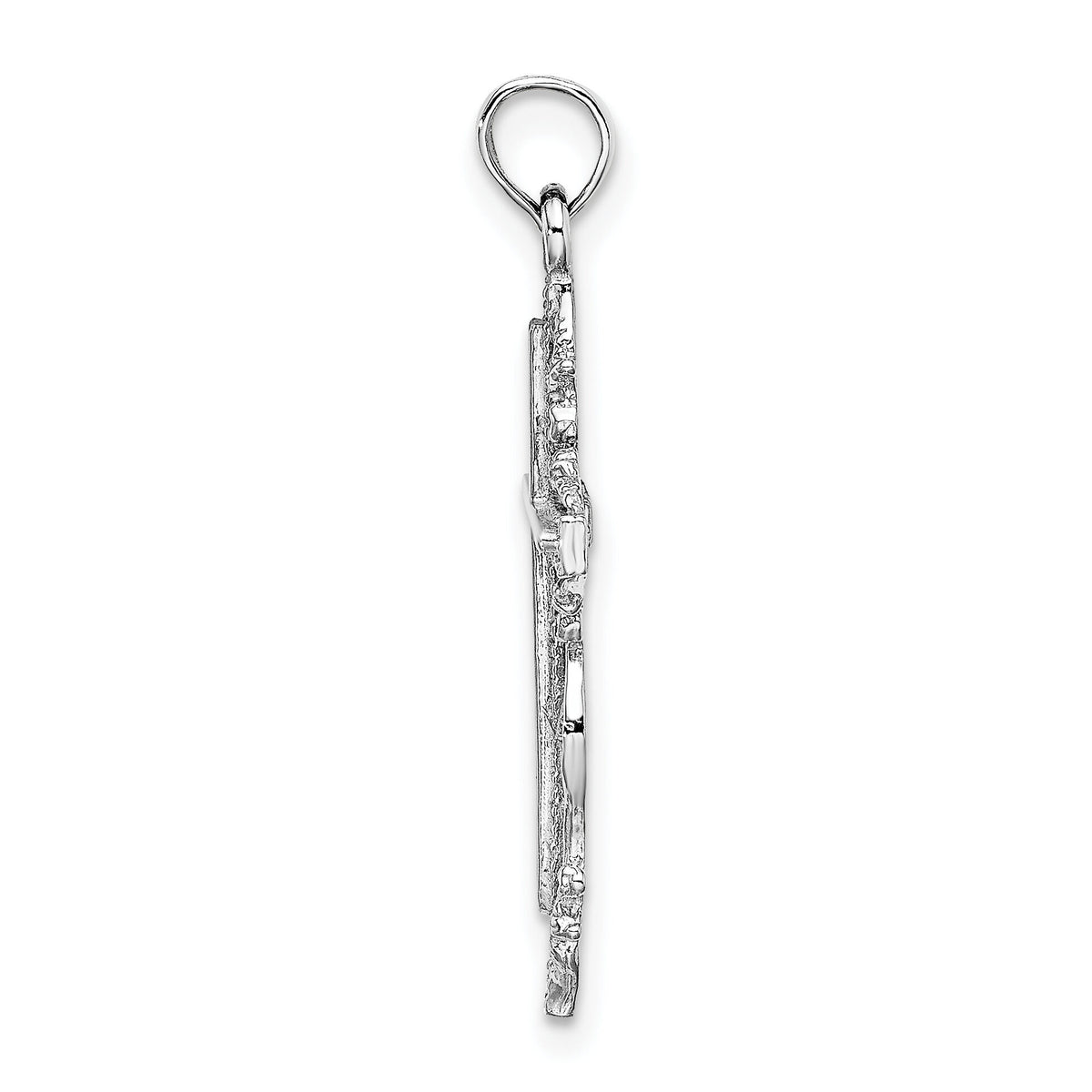 14K White Gold Cross w/ Lace Trim Charm-K8457W