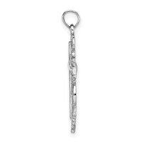 14K White Gold Cross w/ Lace Trim Charm-K8457W