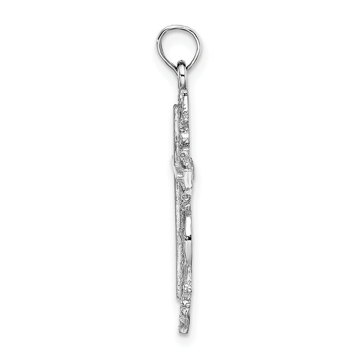 14K White Gold Cross w/ Lace Trim Charm-K8457W