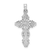 14K White Gold Cross w/ Lace Trim Charm-K8457W