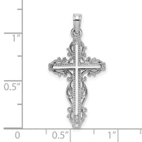 14K White Gold Cross w/ Lace Trim Charm-K8457W