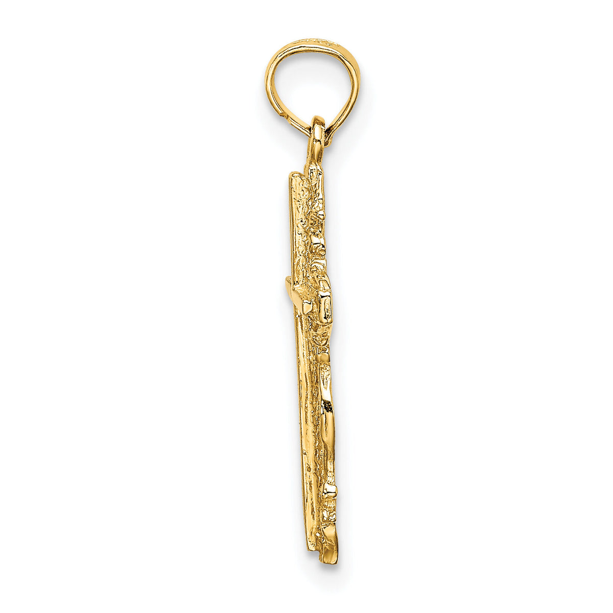 14K Stick Cross w/ Lace Trim Charm-K8458