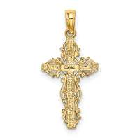 14K Stick Cross w/ Lace Trim Charm-K8458