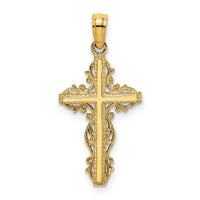 14K Stick Cross w/ Lace Trim Charm-K8458