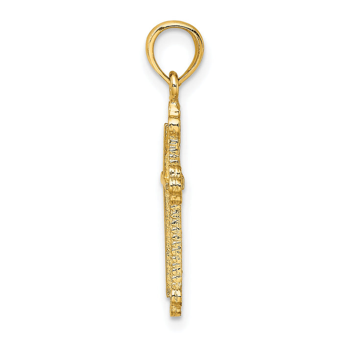 14K Cross W/ Spade Tip Edges Charm-K8459