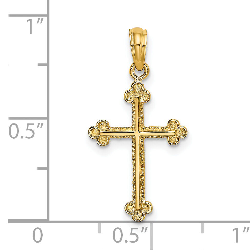 14K Cross W/ Spade Tip Edges Charm-K8459