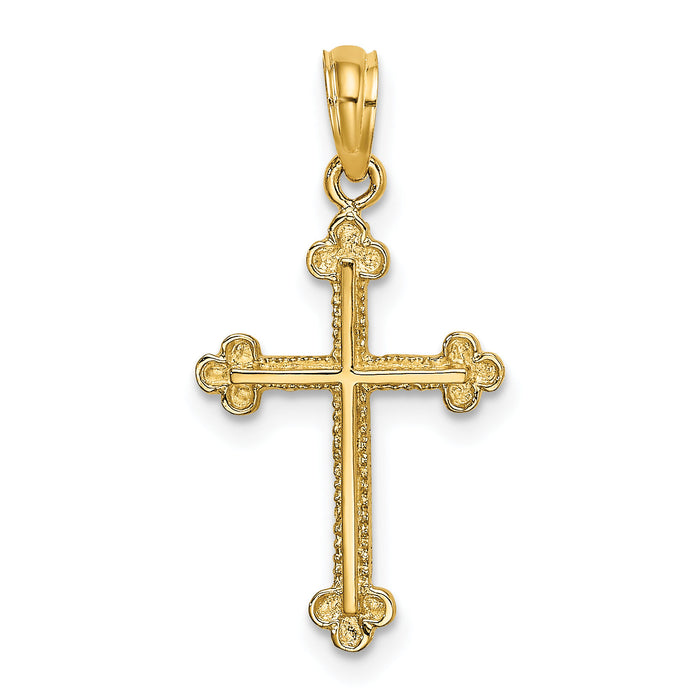 14K Cross W/ Spade Tip Edges Charm-K8459