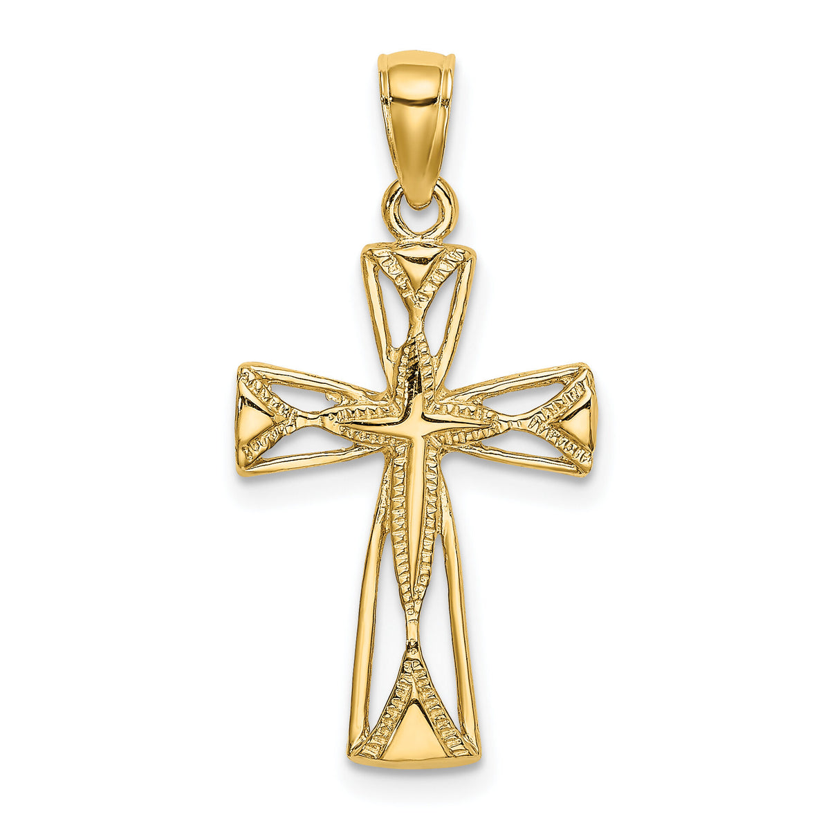 14K Polished Cut-Out Design Cross Charm-K8460