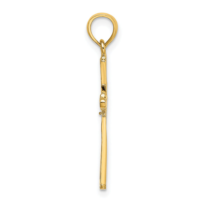 14K Polished w/ X Center Cross Charm-K8464