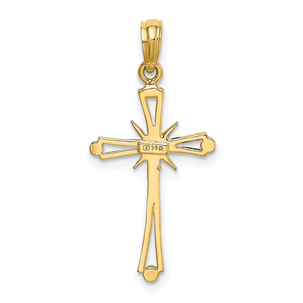 14K Polished w/ X Center Cross Charm-K8464
