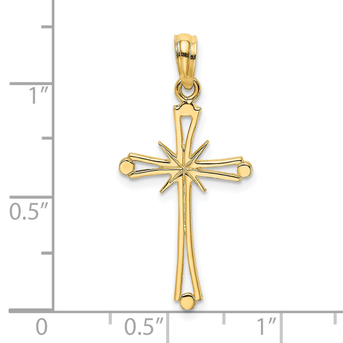 14K Polished w/ X Center Cross Charm-K8464