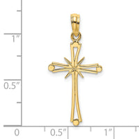 14K Polished w/ X Center Cross Charm-K8464